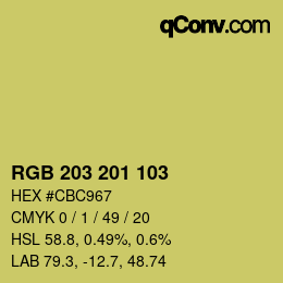 Color code: RGB 203 201 103 | qconv.com