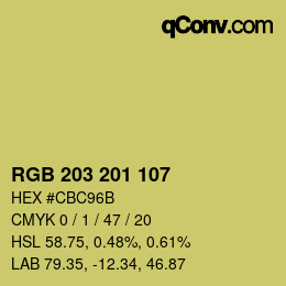 Color code: RGB 203 201 107 | qconv.com