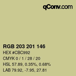 Color code: RGB 203 201 146 | qconv.com