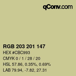 カラーコード: RGB 203 201 147 | qconv.com