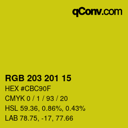 Color code: RGB 203 201 15 | qconv.com