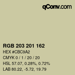 Color code: RGB 203 201 162 | qconv.com