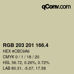 カラーコード: RGB 203 201 166.4 | qconv.com
