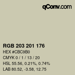 Color code: RGB 203 201 176 | qconv.com