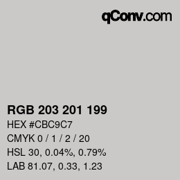 Color code: RGB 203 201 199 | qconv.com