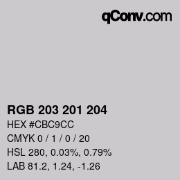 カラーコード: RGB 203 201 204 | qconv.com