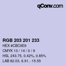 Color code: RGB 203 201 233 | qconv.com