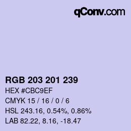 Color code: RGB 203 201 239 | qconv.com