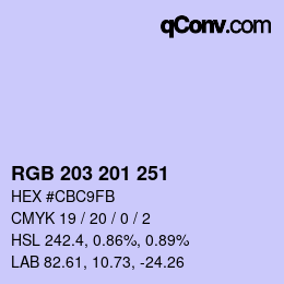 Color code: RGB 203 201 251 | qconv.com