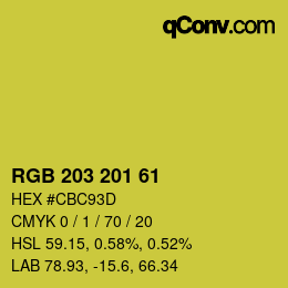 Color code: RGB 203 201 61 | qconv.com