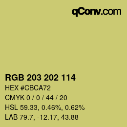 Color code: RGB 203 202 114 | qconv.com