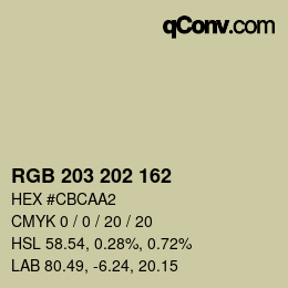 Color code: RGB 203 202 162 | qconv.com
