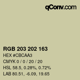 カラーコード: RGB 203 202 163 | qconv.com