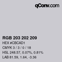 カラーコード: RGB 203 202 209 | qconv.com