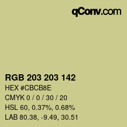 Color code: RGB 203 203 142 | qconv.com