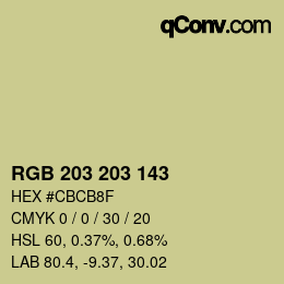 Color code: RGB 203 203 143 | qconv.com