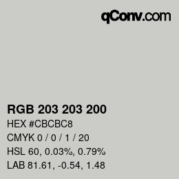 Código de color: RGB 203 203 200 | qconv.com