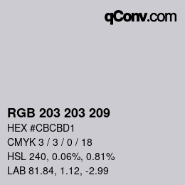 Color code: RGB 203 203 209 | qconv.com