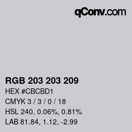 Color code: RGB 203 203 209 | qconv.com