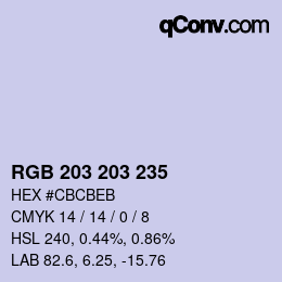 Color code: RGB 203 203 235 | qconv.com