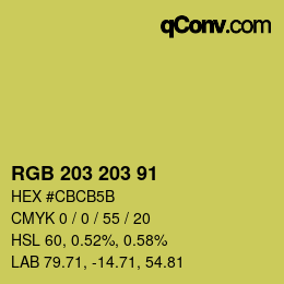 Color code: RGB 203 203 91 | qconv.com