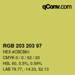 Color code: RGB 203 203 97 | qconv.com