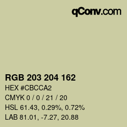カラーコード: RGB 203 204 162 | qconv.com