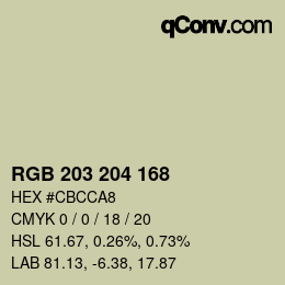 Color code: RGB 203 204 168 | qconv.com