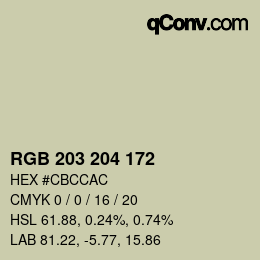 Color code: RGB 203 204 172 | qconv.com