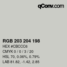 Color code: RGB 203 204 198 | qconv.com