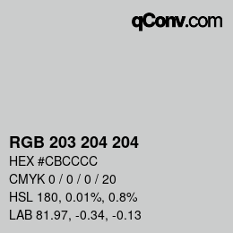 Código de color: RGB 203 204 204 | qconv.com