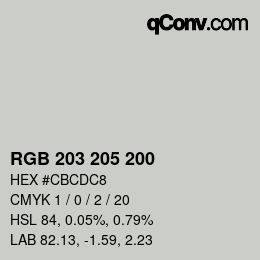 カラーコード: RGB 203 205 200 | qconv.com