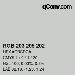 Farbcode: RGB 203 205 202 | qconv.com