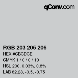 Color code: RGB 203 205 206 | qconv.com