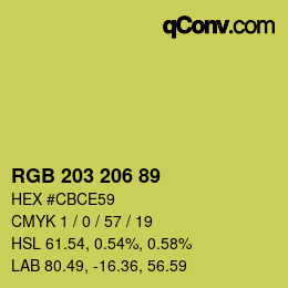 Code couleur: RGB 203 206 89 | qconv.com