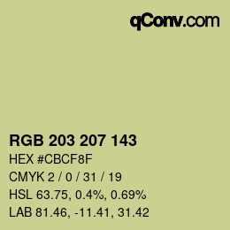 Farbcode: RGB 203 207 143 | qconv.com
