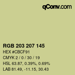 Color code: RGB 203 207 145 | qconv.com