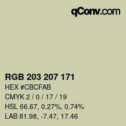 Código de color: RGB 203 207 171 | qconv.com
