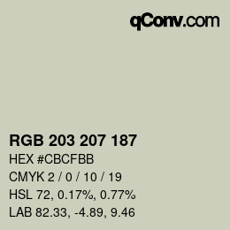 Code couleur: RGB 203 207 187 | qconv.com