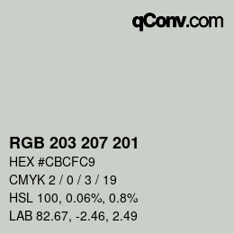 Color code: RGB 203 207 201 | qconv.com
