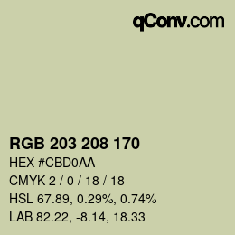Código de color: RGB 203 208 170 | qconv.com