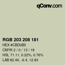 Color code: RGB 203 208 181 | qconv.com