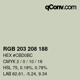 Color code: RGB 203 208 188 | qconv.com