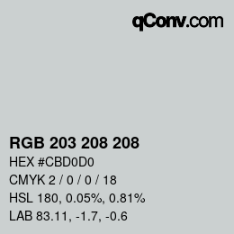 Code couleur: RGB 203 208 208 | qconv.com
