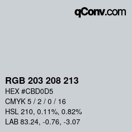 Código de color: RGB 203 208 213 | qconv.com