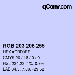 Código de color: RGB 203 208 255 | qconv.com