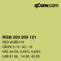 Color code: RGB 203 209 121 | qconv.com