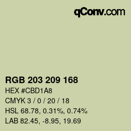 Farbcode: RGB 203 209 168 | qconv.com