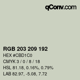 Color code: RGB 203 209 192 | qconv.com
