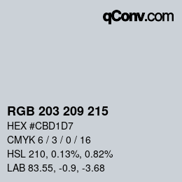 Color code: RGB 203 209 215 | qconv.com